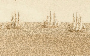 Ships sailing near the Culver Down cliffs