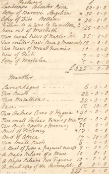 BR101/34 List of pictures and marbles purchased by Henry Temple, second Viscount Palmerston, in Italy, 1764