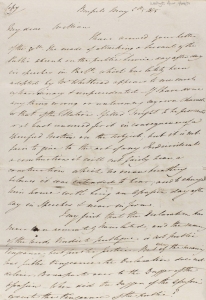 WP1/464/29 Copy of a letter from Field Marshal Arthur Wellesley, first Duke of Wellington, to William Wellesley-Pole, concerning Mr. Whitbread’s attack on him in Parliament in connection with Napoleon being declared an outlaw, 5 May 1815