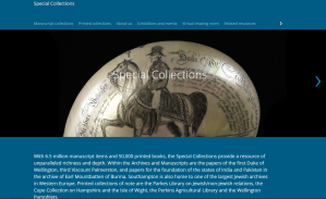 Home page of the new Special Collections website