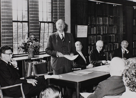 Photograph of the official opening of the Parkes Library at the University of Southampton Library, 23 June 1965 [Univ. Coll. Photos LF 789.5L46]