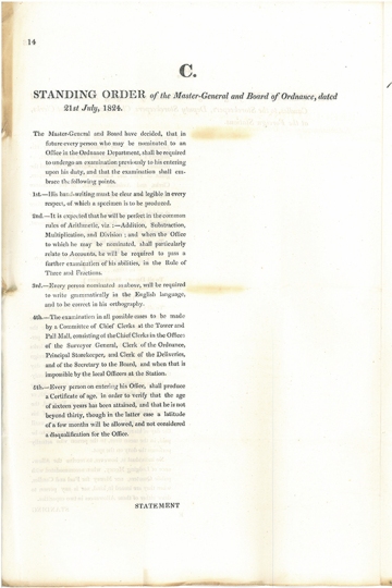 WP1/984/9 f.3v. Printed ‘Standing Order of the Master-General and Board of Ordnance, dated 21st July 1824’, from the papers of Arthur Wellesley, first Duke of Wellington, Master General of the Ordnance from 1818-27. The Ordnance Department was a very large government department employing many staff.