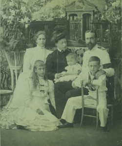 Photograph of the Battenberg family c. 1902 from the album of Victoria, Princess Louis of Battenberg, 1901-10 [MS 62 MB2/B2/6]