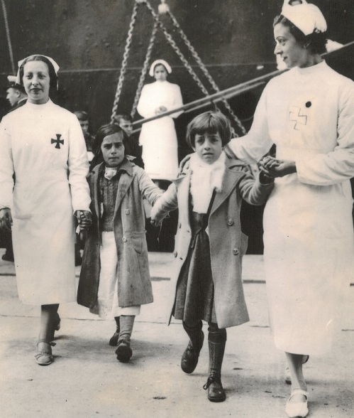 Nurses taking children for medical examinations [MS404 A4164/2/23]