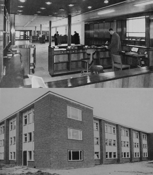 Photographs of the interior and exterior of the Gurney-Dixon Building, 1959
