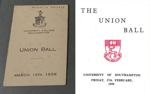 Programmes for the Union Ball, 1939 [MS 310/78] and 1959 [MS 310/23]