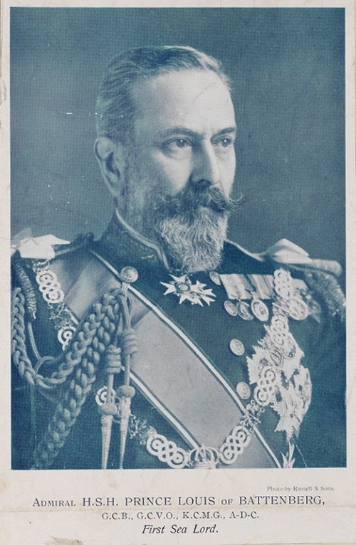 Letterpress halftone portrait photograph of Admiral Prince Louis of Battenberg when First Sea Lord, 1914 [MB2/A12/61]
