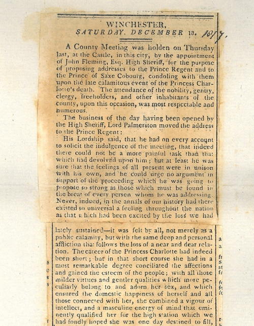 Newspaper report, 13 December 1817, MS62 BR112/11/28