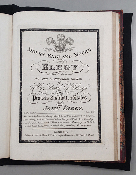 Title page to Mourn England Mourn, by John Parry, Rare books q M 341 SHI, Misses Shirreff collection of sheet music from late 18th to early 19th century, vol. 4