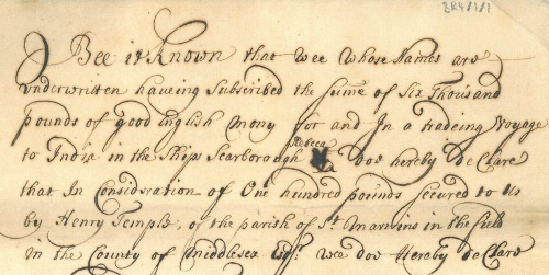 Extract from grant for a subscription for a trading voyage [MS62 BR4/1/1]