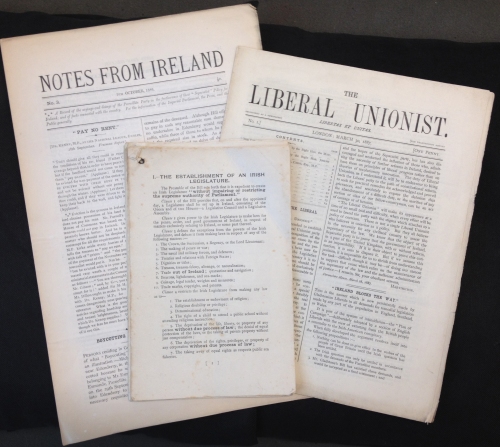 Papers of Evelyn Ashley, (MS 62/BR 61) including Notes from Ireland...; The Liberal Unionist; and Home Rule Bill, c. 1893