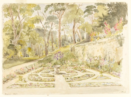 Watercolour of garden just made at Northcourt, 1843 [MS 80 A276/17/3]