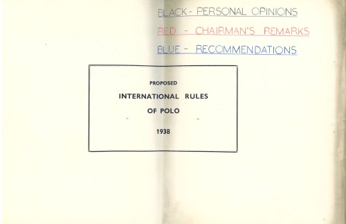 Proposed International Rules of Polo, 1938 [MB1/L310]
