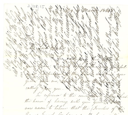 Reply from Wellington to Brunel, 29 March 1844 [MS61 WP2/118/15]