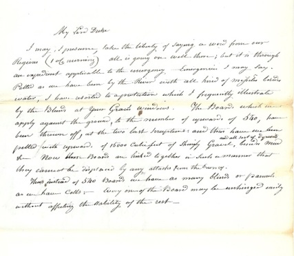 Letter from Brunel relating to tunnelling shield, 1838 [MS61 WP2/49/33]