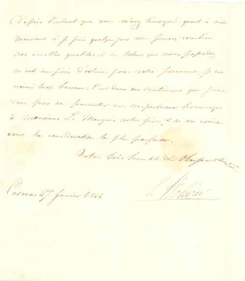 Letter from Simon Bolivar to Lord Wellesley, 22 January 1811 [MS63/9/7]