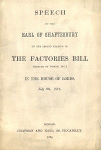 Speech of the Earl of Shaftesbury on the second reading of the Factories Bill in the House of Lords, July 9th 1874 [MS 62 SHA/MIS/38]