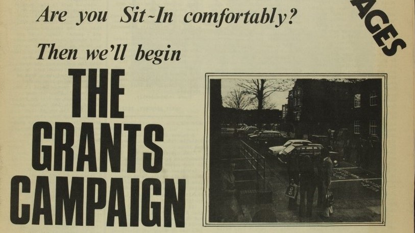 Student sit-in in support of the grants campaign