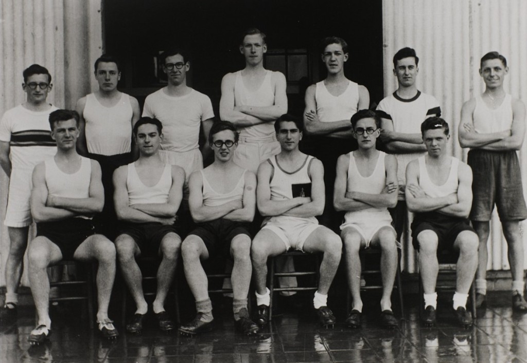 Photograph of the men’s athletic team, c.1946 [MS1/LF785.6A9/0104]